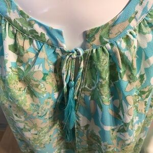 Rose & Olive Floral Turquoise Peasant Blouse